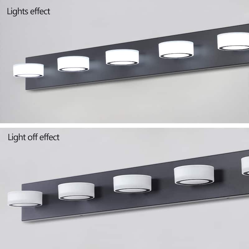 LED Modern Black 5-Light Vanity Lights Fixtures Over Mirror
