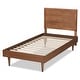 preview thumbnail 4 of 8, Hiro Mid-Century Modern Walnut Finished Wood Twin Size Platform Bed