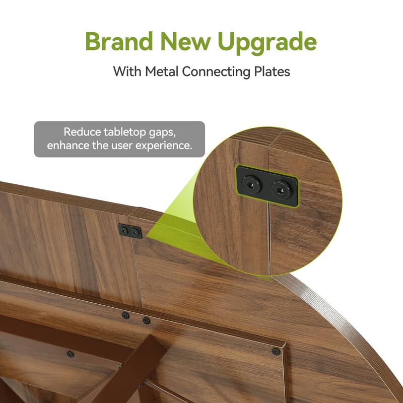 59-Inch Round Dining Table for 4-6 Persons Sturdy X-Shaped Metal Base | Waterproof & Scratch-Resistant Tabletop | Easy Assembly