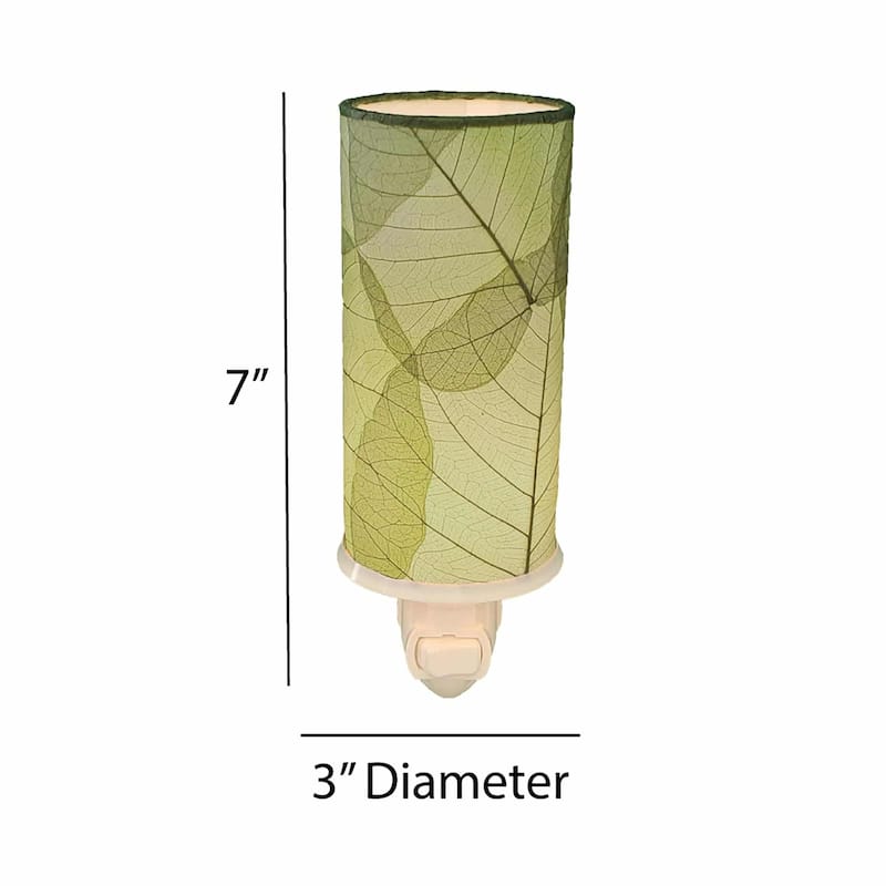 Cylinder Nightlight, Cocoa Leaves Shade, 3 x 3 x 7 in. - 3 x 3 x 8