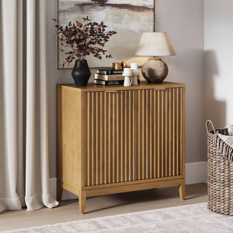 Jasper Modern Sideboard, Kitchen Storage Cabinet with Fluted Doors - Light Brown