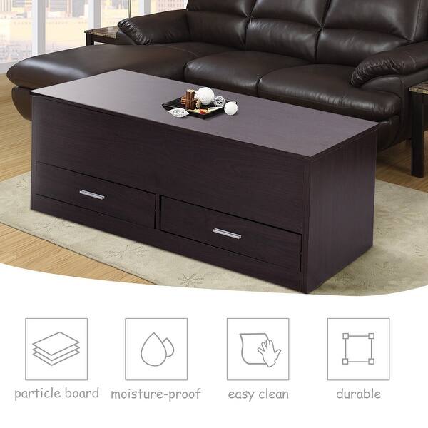 Shop Costway Slide Top Coffee Table W Hidden Compartment And 2