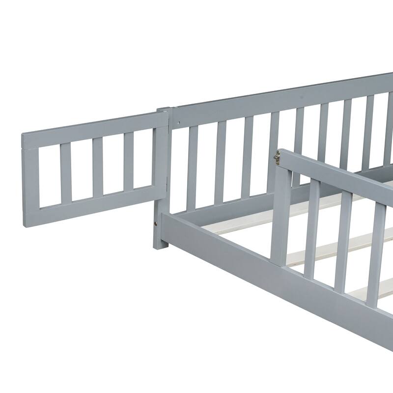 Queen Size Floor Bed with Door and Safety Guardrails