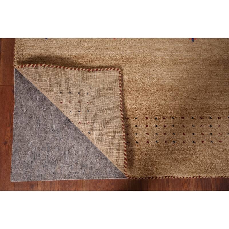 Tribal Gabbeh Oriental Area Rug Hand-Knotted Brown Wool Carpet - 4'10"x 6'5"