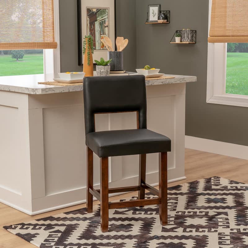 Zeta Dark Brown Faux Leather 24-inch Counter Stool