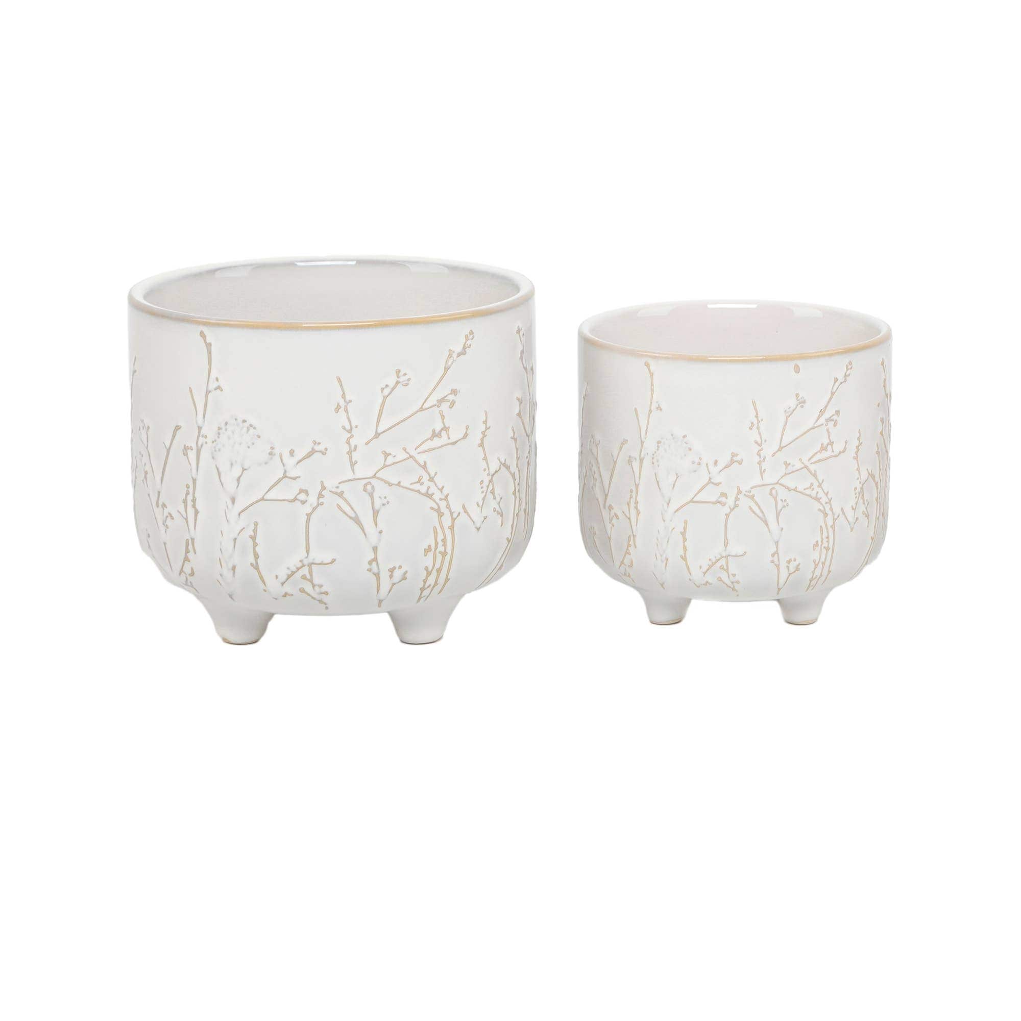Set of 2 6" &4.75" Dandelion Footed Ceramic