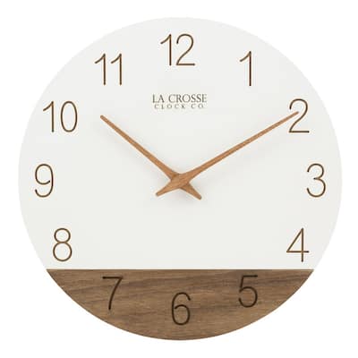La Crosse Clock 12" Sierra Wood Quartz Analog Wall Clock