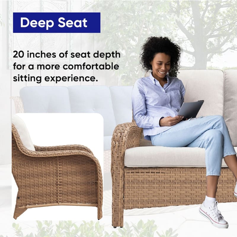 Gymojoy Stylish Patio Loveseat 2 Seat Sofa with Water-Resistant Olefin Cushions