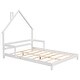 preview thumbnail 24 of 25, Full Size Pine Wood House-Shaped Headboard Floor Bed with Handrails