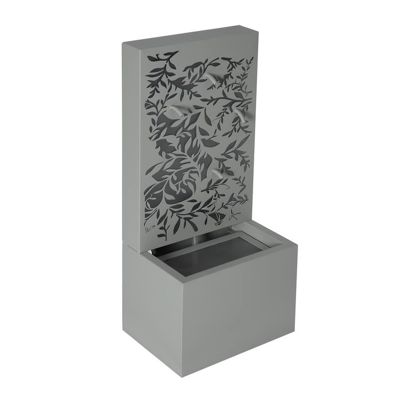 Christopher Knight Home - Modern 30.71"H Metal Water Wall Fountain with LED Lights & Leaf Cutout Design