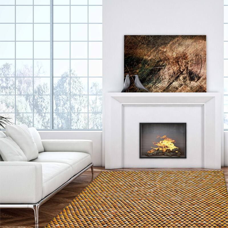 ECARPETGALLERY Handmade Cowhide Patchwork Orange Leather Rug - 8'0 x 10'0