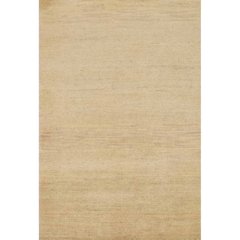 Modern Gabbeh Oriental Foyer Rug Hand-Knotted Contemporary Wool Carpet - 3'5"x 4'11"