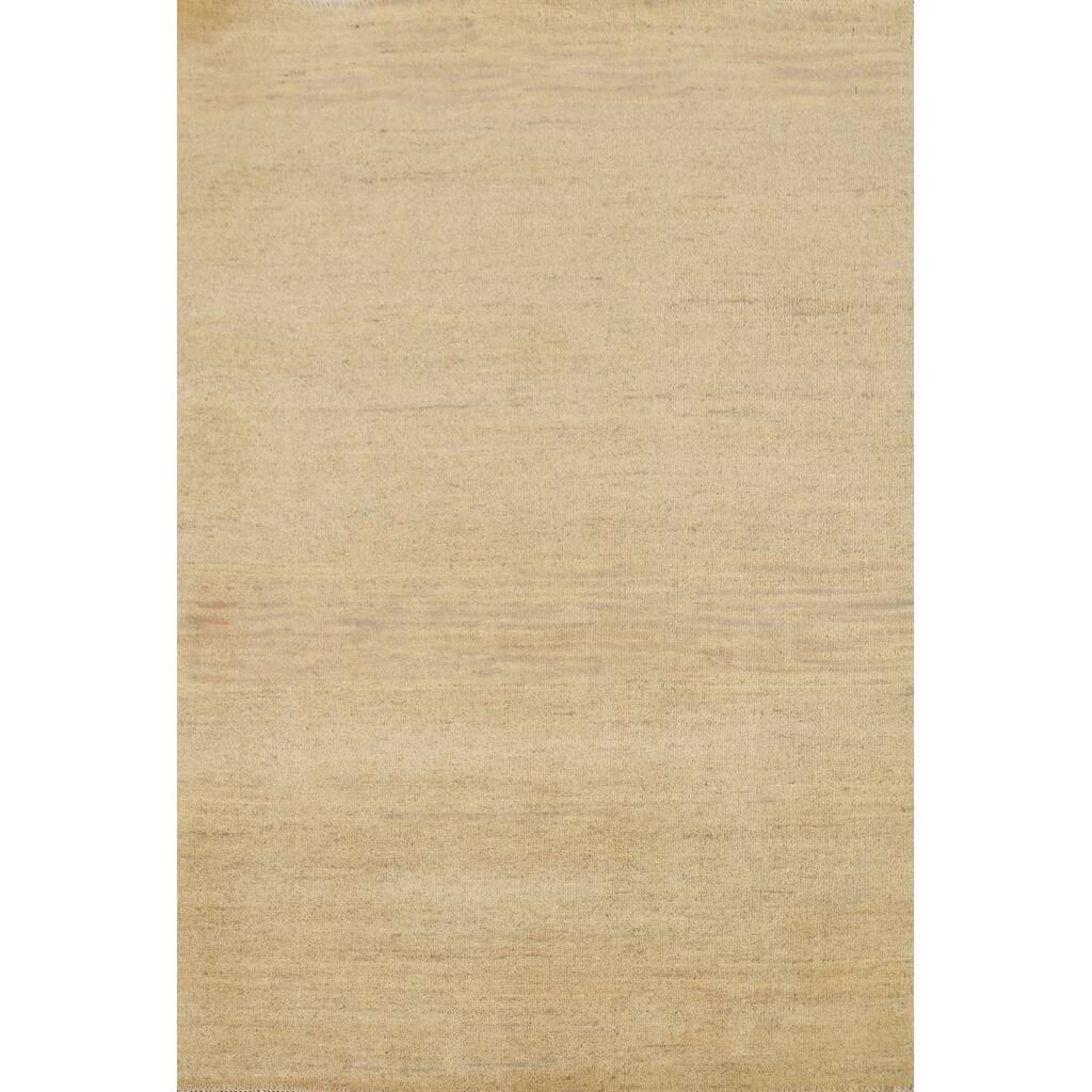 Modern Gabbeh Oriental Foyer Rug Hand-Knotted Contemporary Wool Carpet - 3'5"x 4'11"