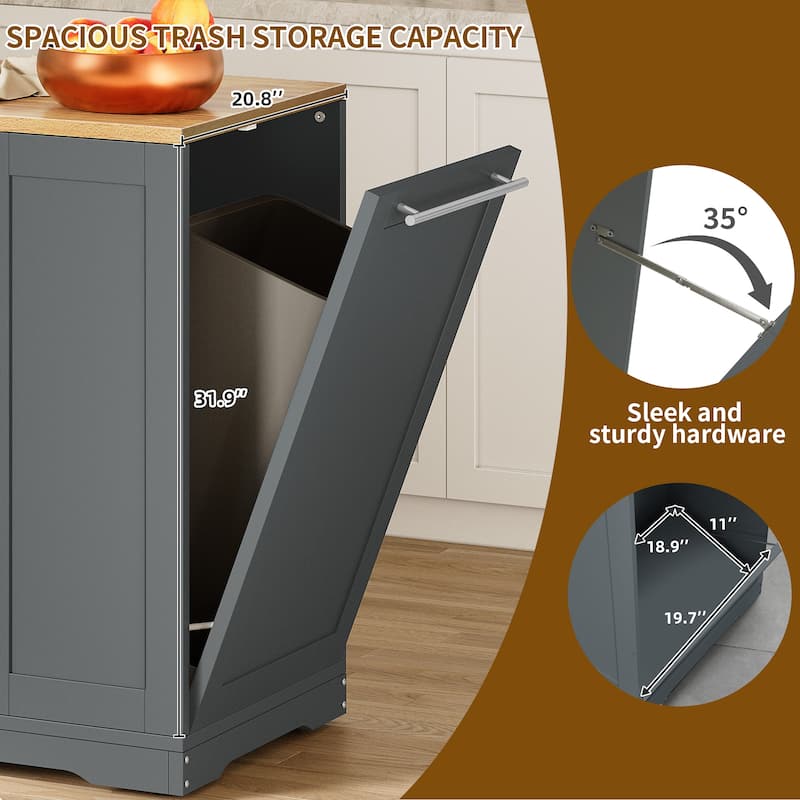 53-inch Rolling Kitchen Island Portable Mobile Kitchen Cart