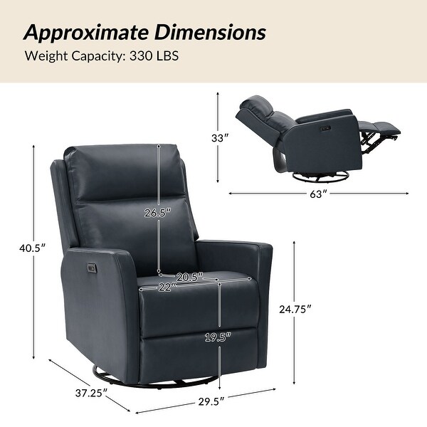 HULALA HOME Nuria Transitional Genuine Leather Power Recliner with