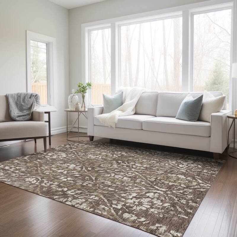 Machine Washable Indoor/ Outdoor Chantille Distressed Traditional Rug