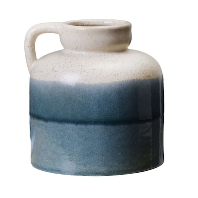 Elements Blue Fade Ceramic Handle Vase, 7 Inch