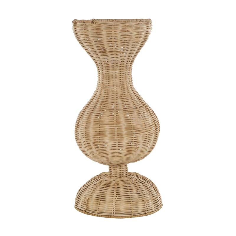 Rattan Handmade Woven Hourglass Decorative Vase with Dome Base - Brown - Roche River Decor