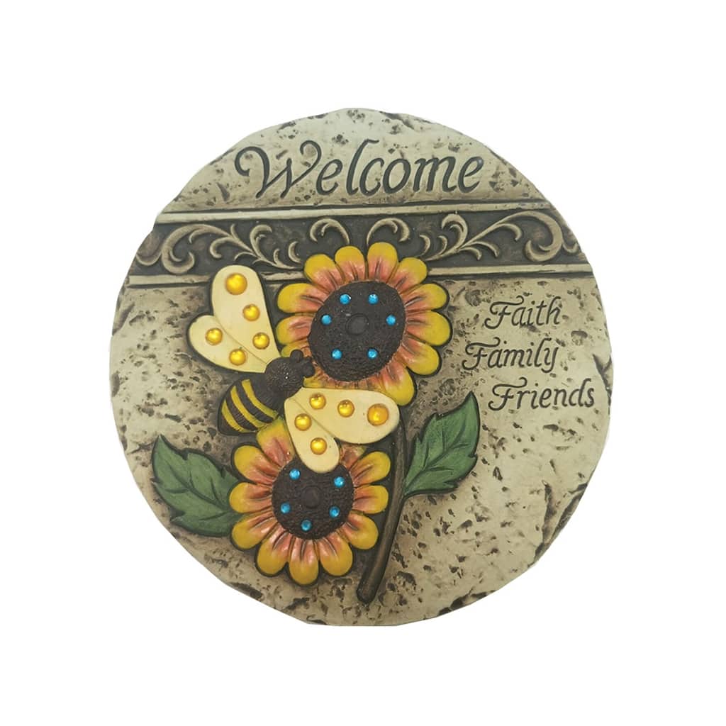 9.5" Cement Sunflower Welcome Stepping Stone