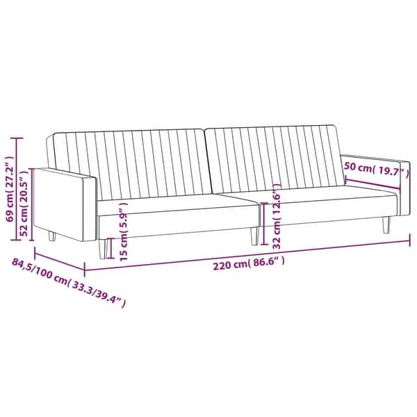 dimension image slide 0 of 3, vidaXL 2-Seater Sofa Bed Velvet