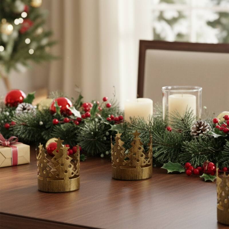 72 Bronze Christmas Tree Pillar Candle Holders 3.75"