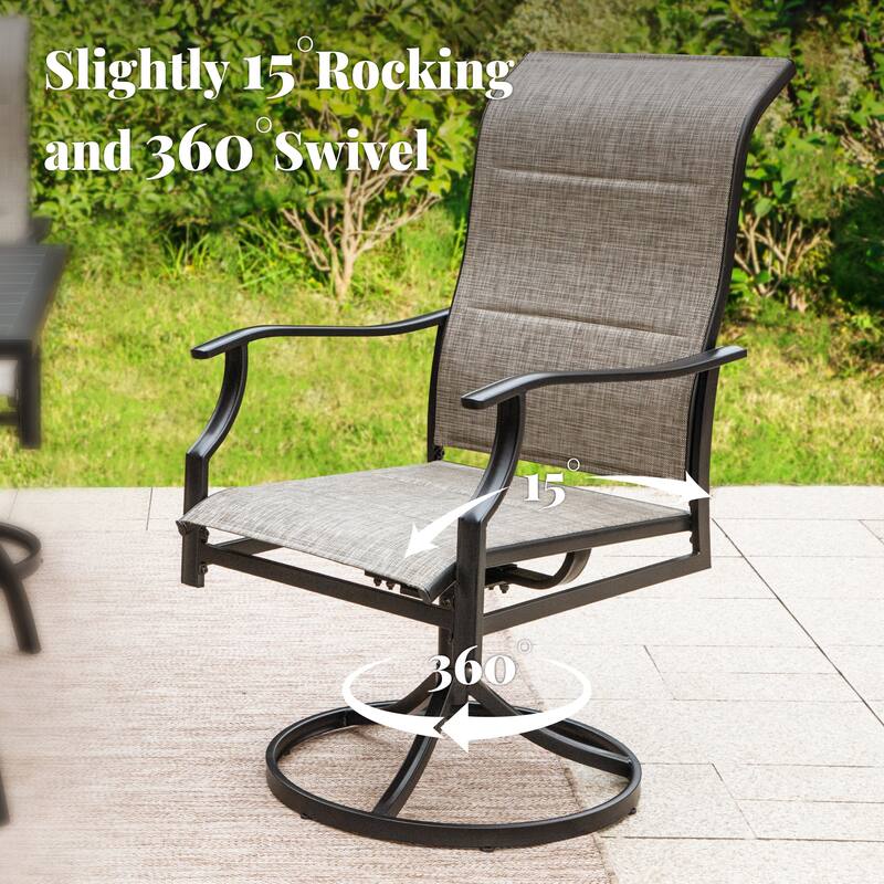 MAISON ARTS 9 Pieces Outdoor Patio Dining Set with Square Table and Textilene Dining Chairs