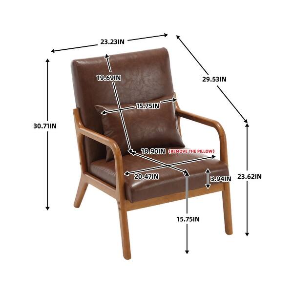 Modern Accent Chair, Solid Wood Padding Lounge Armchairs With One