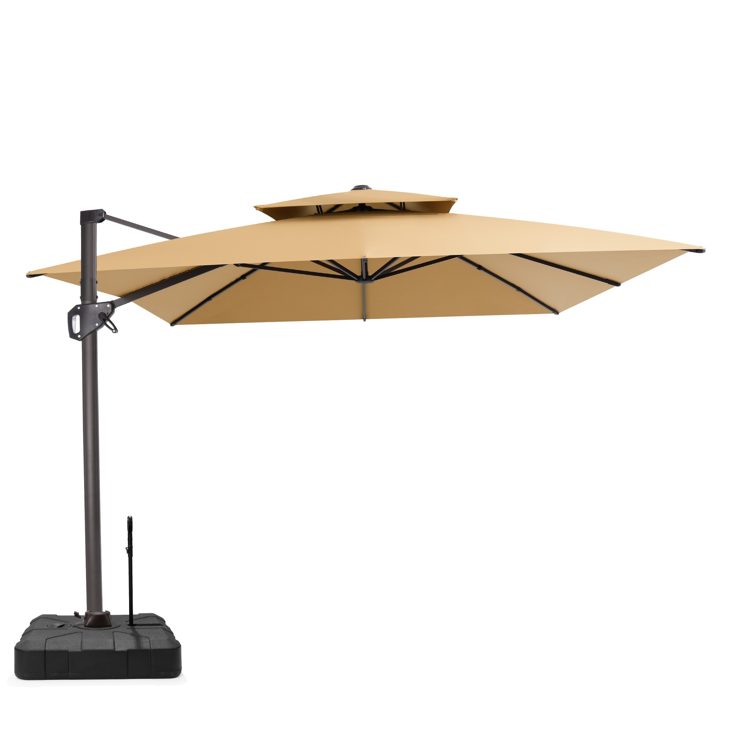 VredHom Patio Outdoor 9 x 11 FT Double Top Aluminum Cantilever-Offset Umbrella with Rod Wheel Base