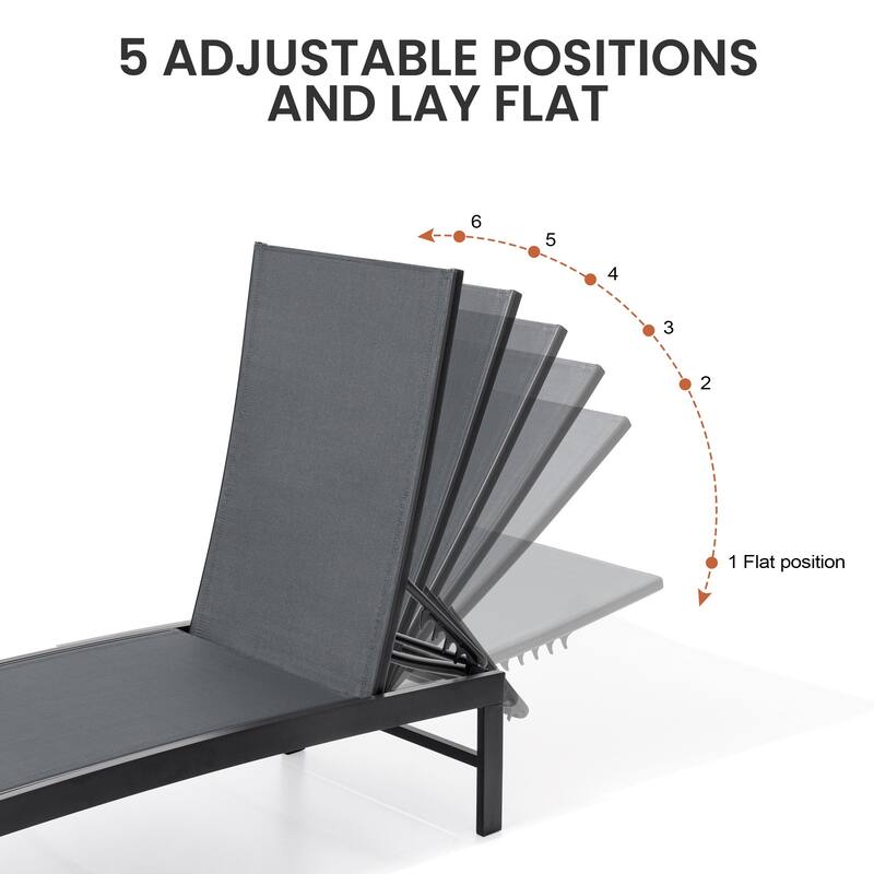 Outdoor Chaise Lounge Set Patio Adjustable Chaise Lounge Chairs with Side Table