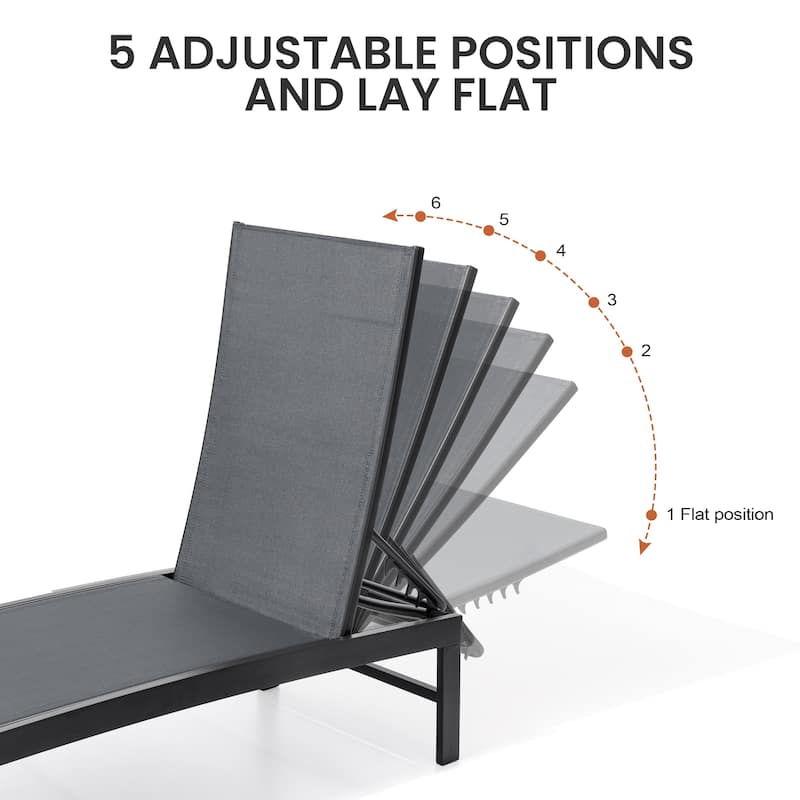 Outdoor Pool Lounger All-weather Adjustable Chaise Lounge Chair