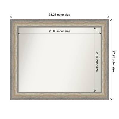 Fleur Silver Non-Beveled Wood Framed Wall Mirror - Fleur Champagne Silver