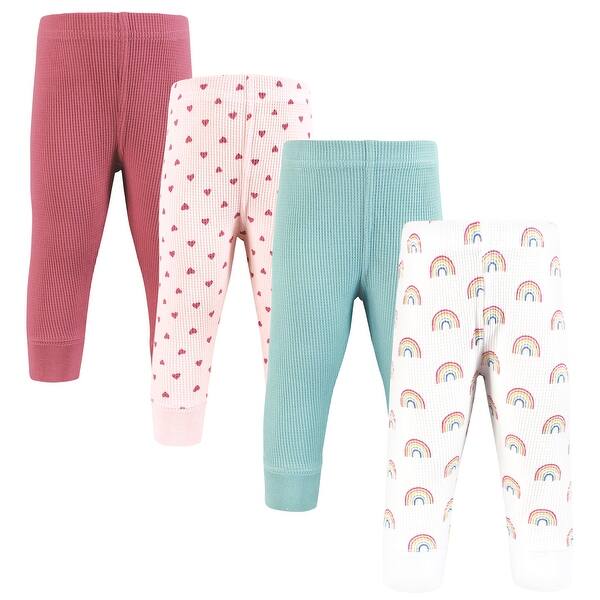 slide 1 of 1, Hudson Baby Infant Girl Thermal Tapered Ankle Pants 4pk, Creative Rainbows, 2T Creative Rainbows - 2T