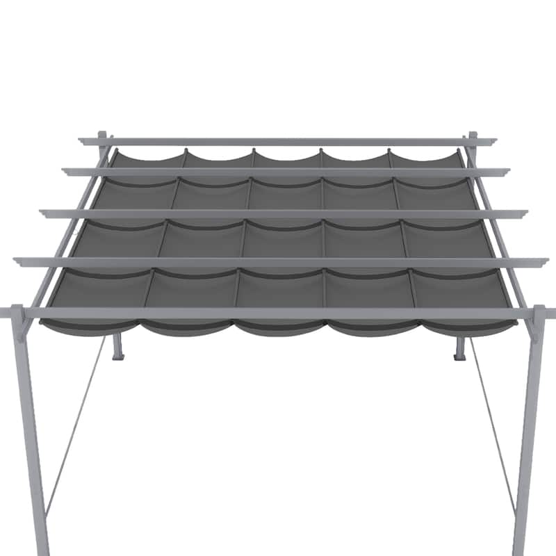 Aoodor Pergola Replacement Canopy- Retractable Sun Shade Cover - 10x12ft - Grey