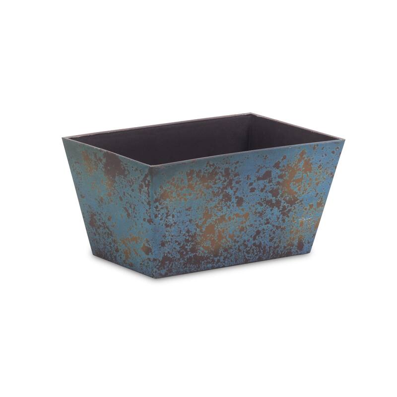 Harper 8.25 Inch Rectangular Tapered Plastic Pot - Rustic Blue