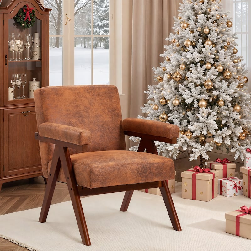 EROMMY Accent Chair, Mid Century Modern Sitting Chair with Solid Wood Frame, Armchair for Living Room Lounge Balcony