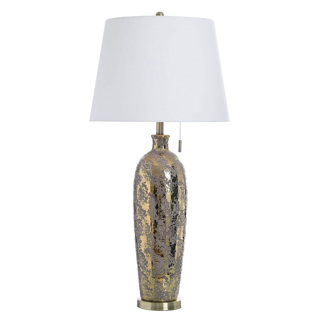 StyleCraft Ceramic Table Lamp - Merken Gold - White Shade