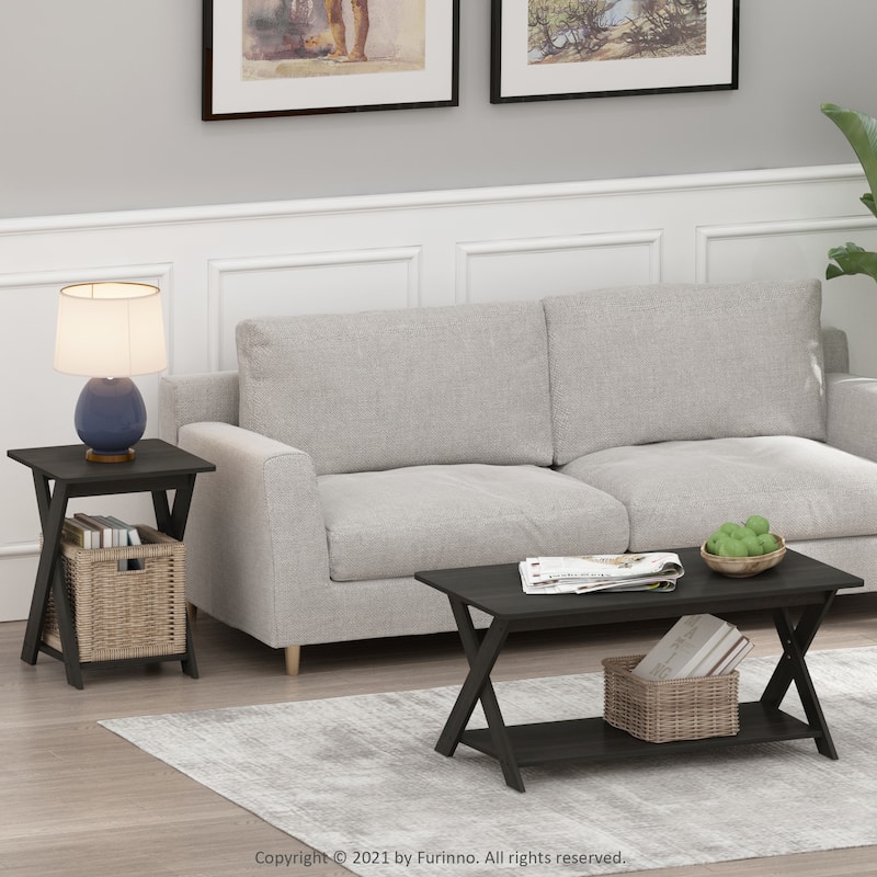 Porch & Den Wilmot Espresso Simplistic Criss-crossed End Table