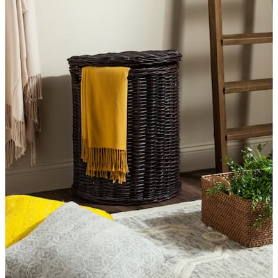 SAFAVIEH Donatienne Natural Rattan Brown Storage Hamper with Liners - 20.5" x 15.7" x 24" - 21Wx16Dx24H
