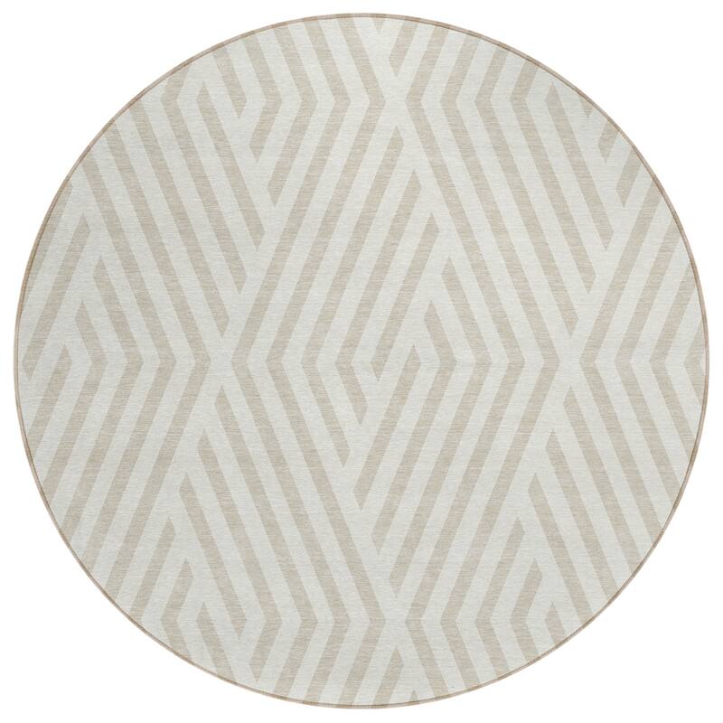 Machine Washable Indoor/ Outdoor Modern Diamonds Chantille Rug