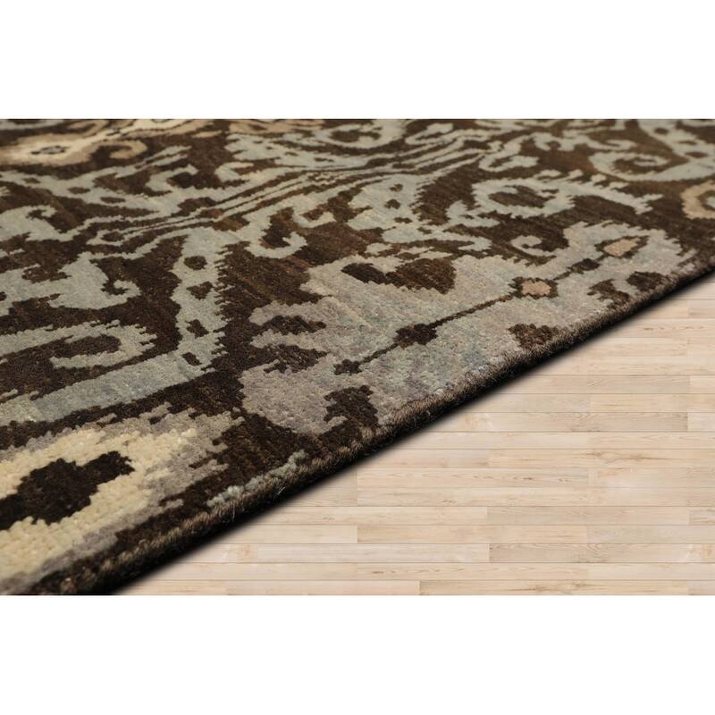 Hand Knotted Brown,Slate Tibetan Wool Transitional Oriental Area Rug - 7' 11'' x 10' 4''