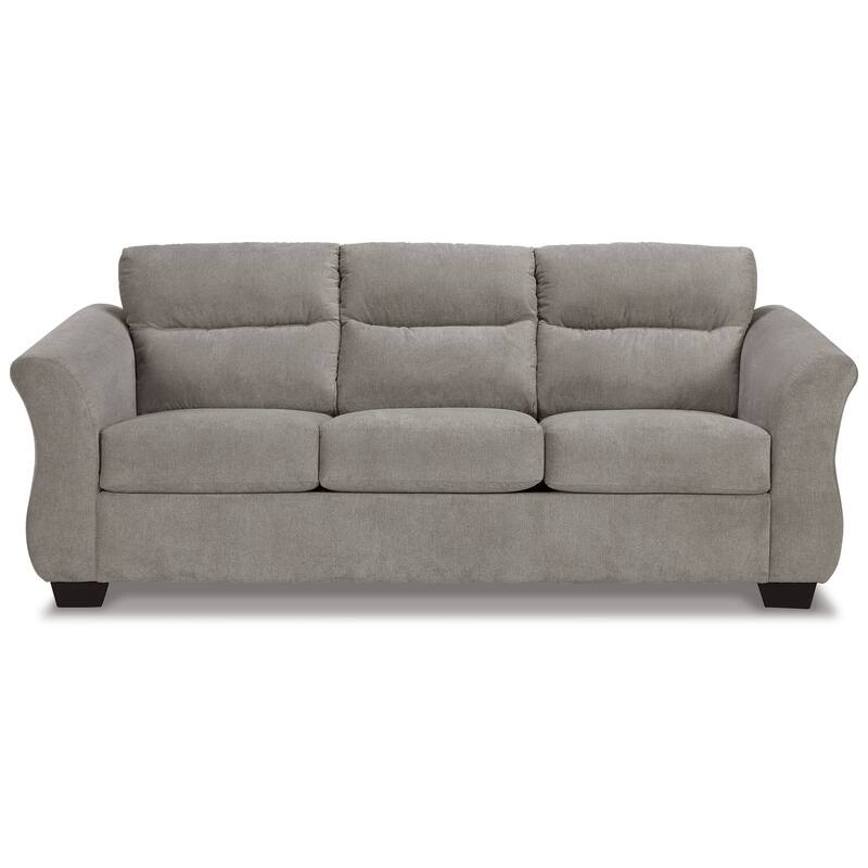 Avel 88 Inch Sofa, Tapered Arms and Soft Slate Gray Polyester Cushions