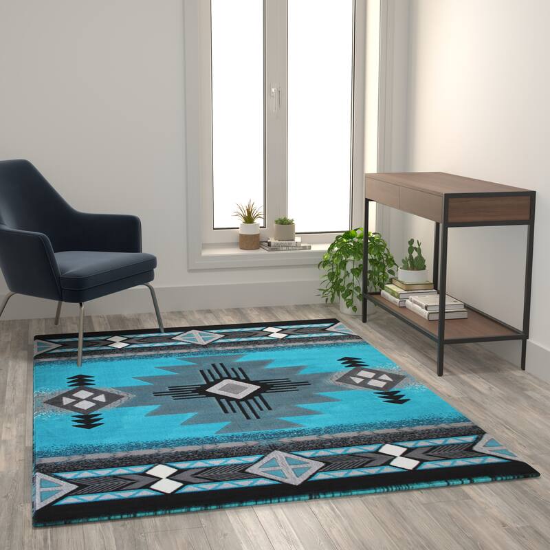Traditional Southwestern Style Olefin Fiber Geometric Area Rug