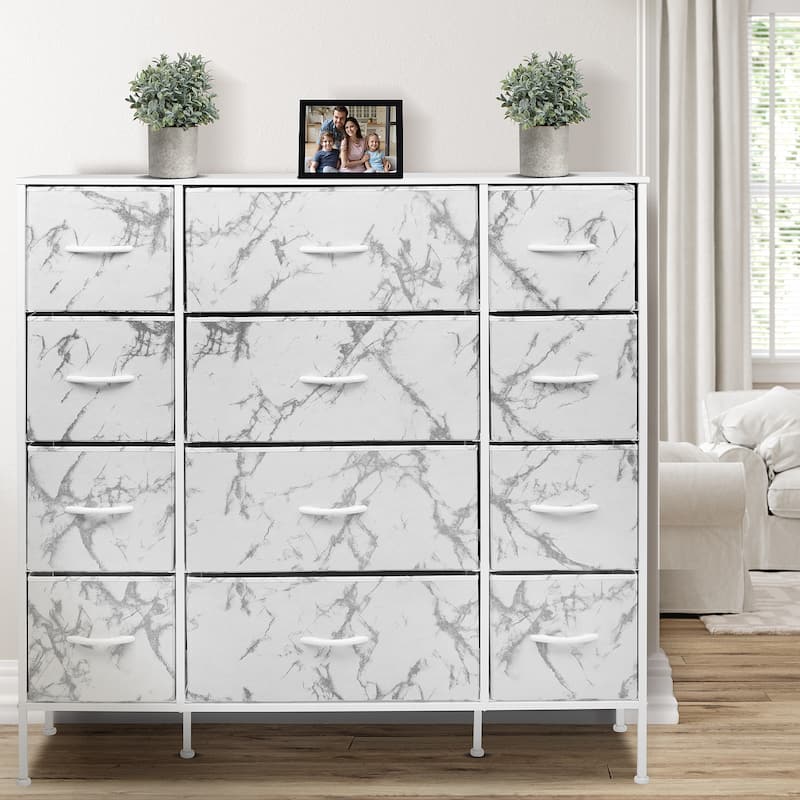 Dresser w/ 12 Drawers - Furniture Storage Chest Tower Unit for Bedroom