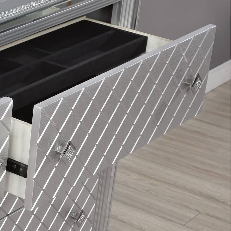 Seleena Glam Silver 62-inch Wide 6-Drawer Solid Wood Dresser by Furniture of America