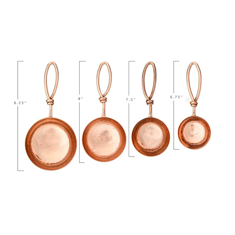 Hammered Stainless Steel Scoops with Leather Tie (Set of 4 Sizes)