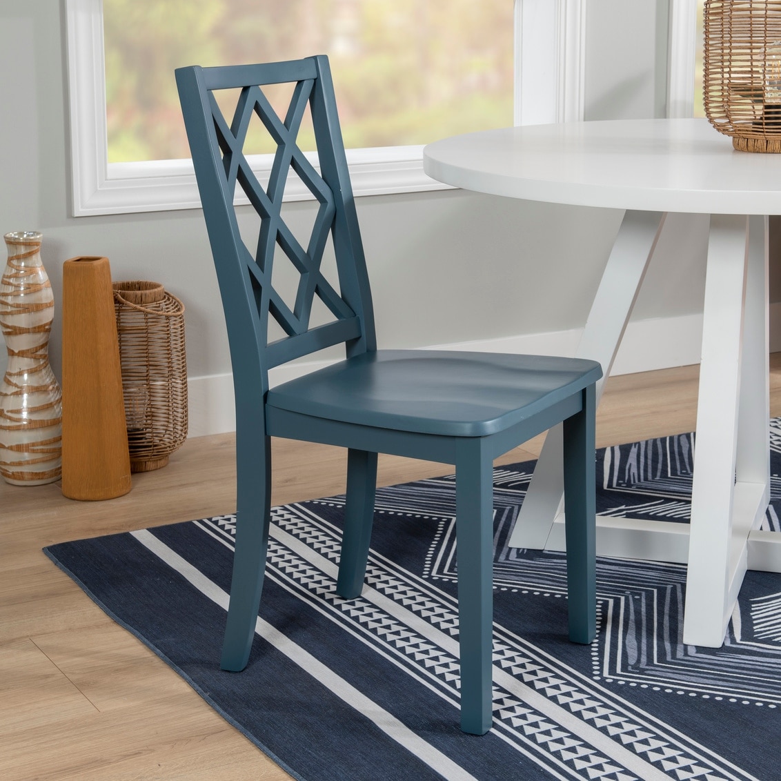 Blue painted dining 2025 chairs