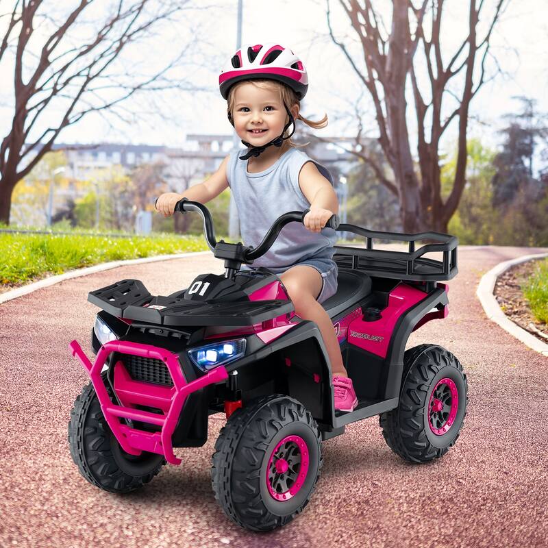Kids Ride-On ATV with 4-Wheel Shock Absorbers and LED Lights Music Player USB Charging Port - 35" × 19" × 24" (L x W x H)