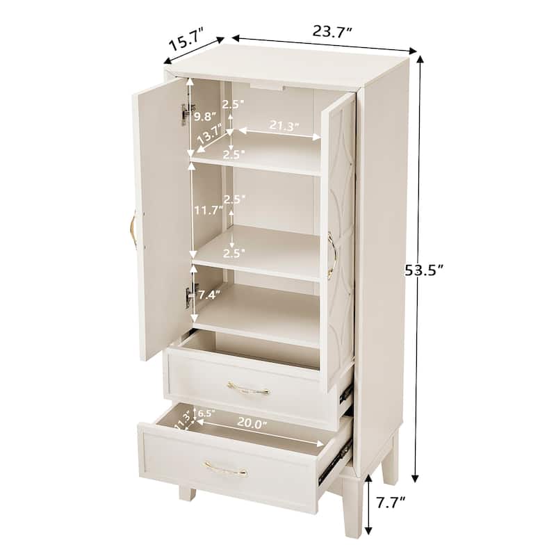 Roomfitters Tall Pantry Sideboard Cabinet, Geometric Storage Console Buffet for Kitchen & Entryway