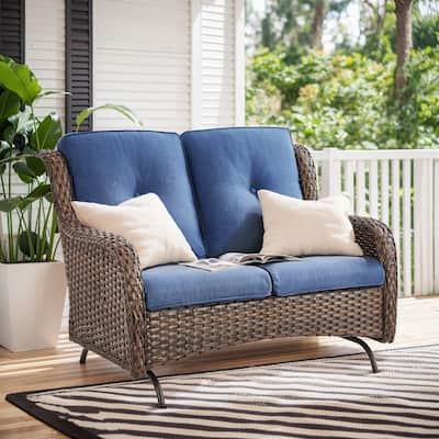 Gymojoy 2-Seat Stylish Patio Loveseat Glider Sofa, Water-Resistant Olefin Cushions for Outdoor Comfort