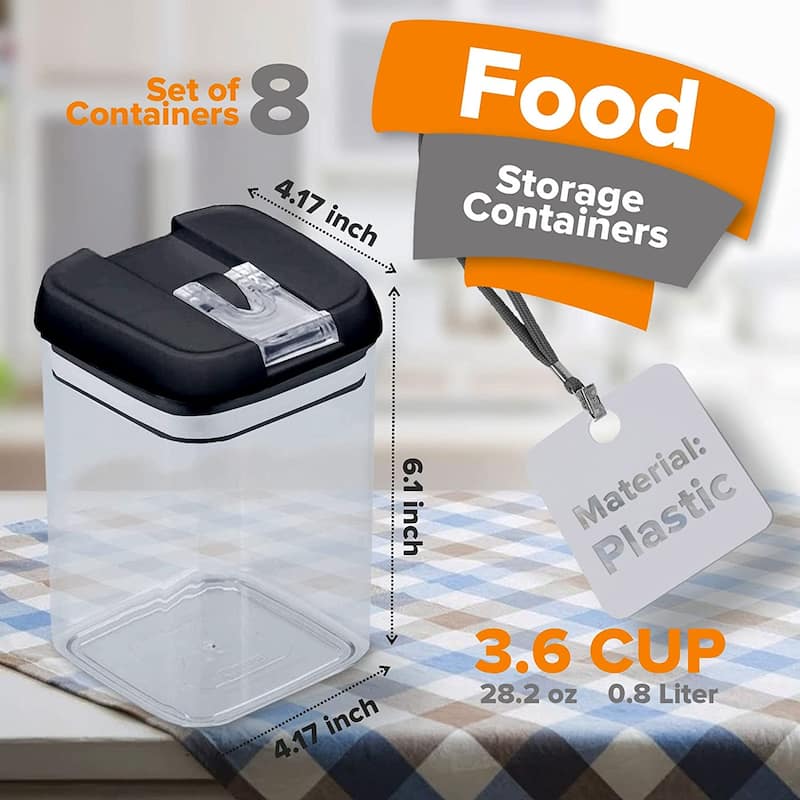 Cheer Collection Set of 8 Uniform Size Airtight Food Storage Containers